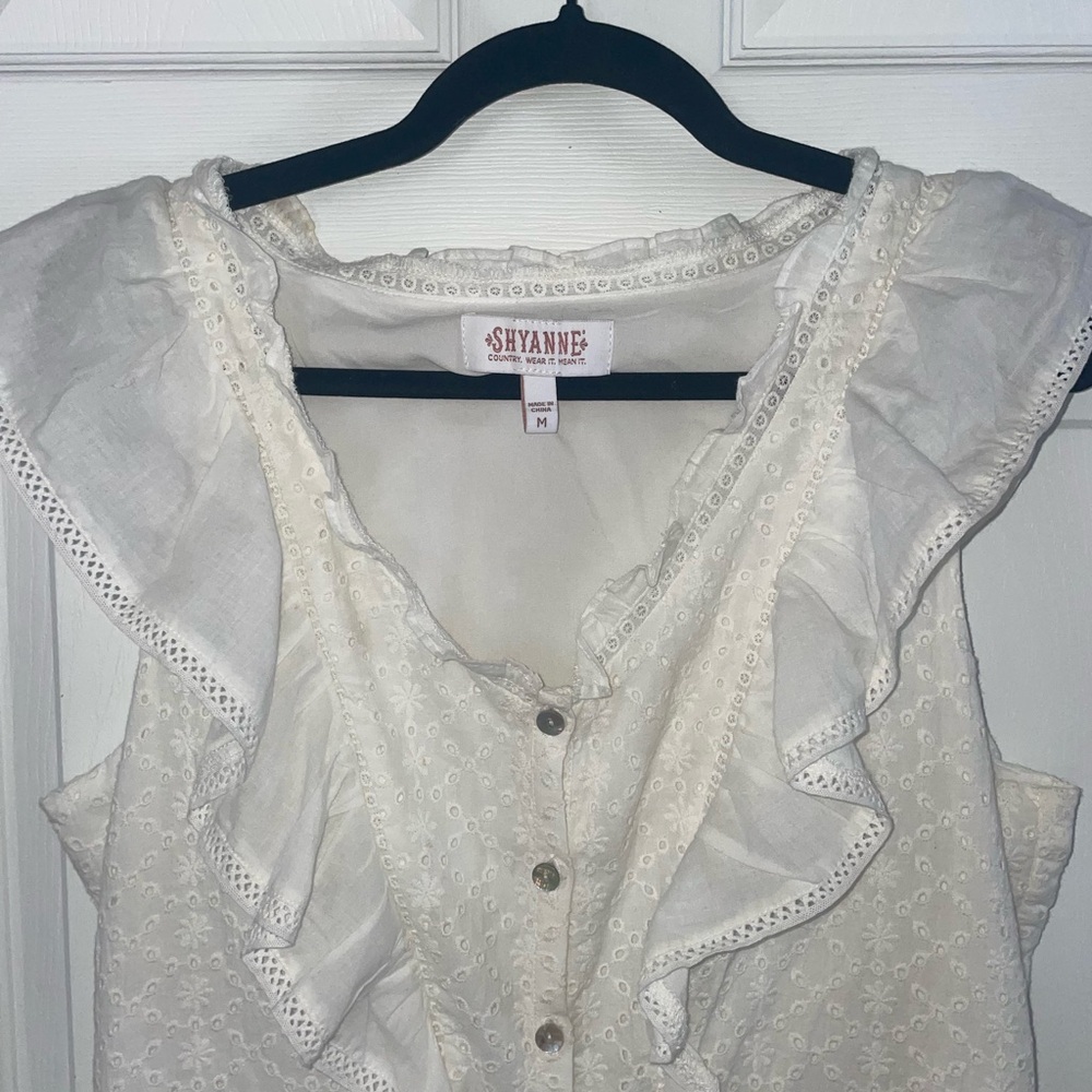 Shyanne White Ruffled Women's Ruffle Dress Medium - Picture 3 of 6